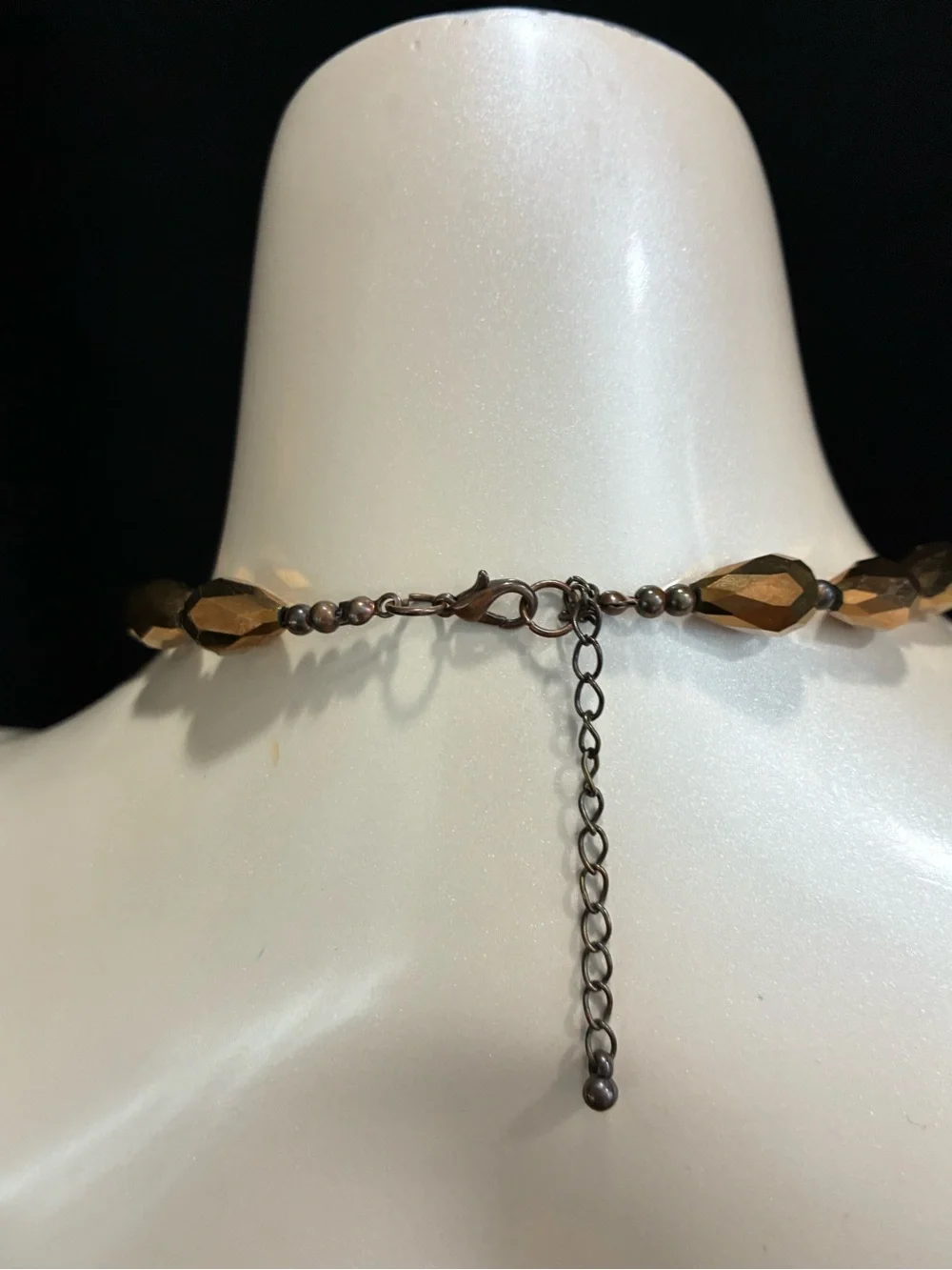 Murano Faceted Mocha Brown Metallic Teardrop Beaded Necklace